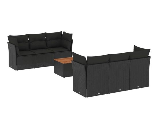 vidaXL 7-częsciowy zestaw wypoczynkowy do ogrodu, z poduszkami, czarny Dārza mēbeļu komplekti