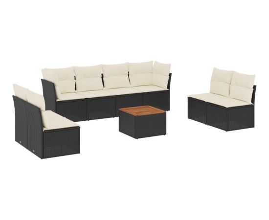 vidaXL 9-częsciowy zestaw wypoczynkowy do ogrodu, z poduszkami, czarny Dārza mēbeļu komplekti