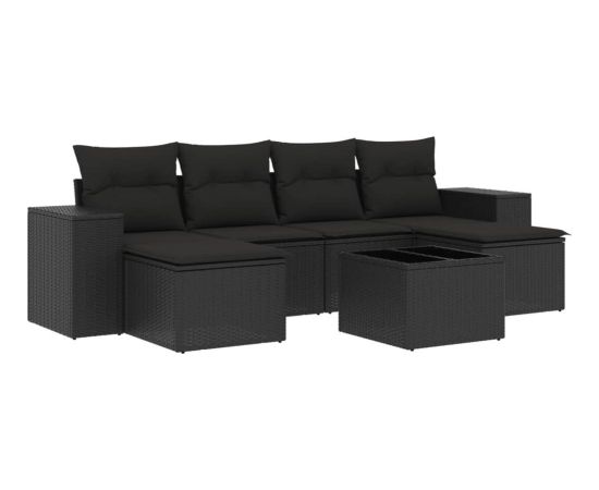 vidaXL 7-częsciowy zestaw wypoczynkowy do ogrodu, z poduszkami, czarny Dārza mēbeļu komplekti