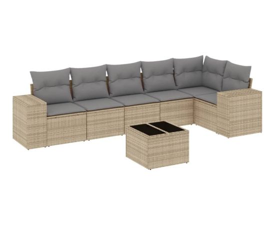 vidaXL 7-częsciowy zestaw wypoczynkowy do ogrodu, z poduszkami, beżowy Dārza mēbeļu komplekti