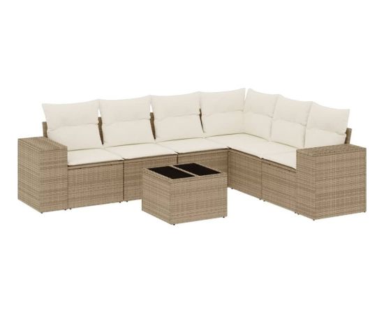 vidaXL 7-częsciowy zestaw wypoczynkowy do ogrodu, z poduszkami, beżowy Dārza mēbeļu komplekti