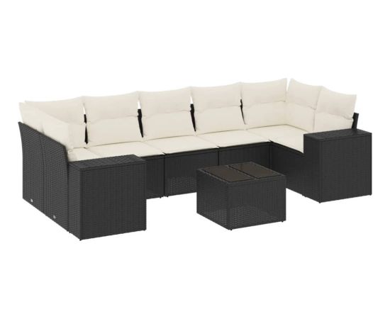 vidaXL 8-częsciowy zestaw wypoczynkowy do ogrodu, z poduszkami, czarny Dārza mēbeļu komplekti