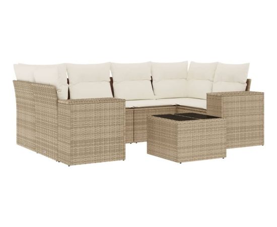 vidaXL 7-częsciowy zestaw wypoczynkowy do ogrodu, z poduszkami, beżowy Dārza mēbeļu komplekti