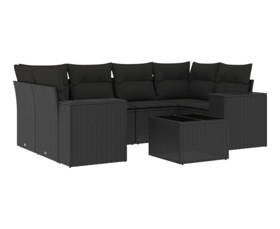 vidaXL 7-częsciowy zestaw wypoczynkowy do ogrodu, z poduszkami, czarny Dārza mēbeļu komplekti