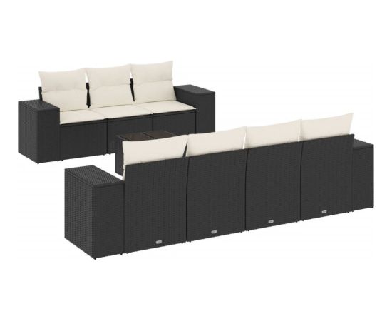 vidaXL 8-częsciowy zestaw wypoczynkowy do ogrodu, z poduszkami, czarny Dārza mēbeļu komplekti