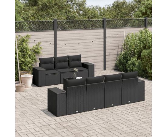 vidaXL 8-częsciowy zestaw wypoczynkowy do ogrodu, z poduszkami, czarny Dārza mēbeļu komplekti