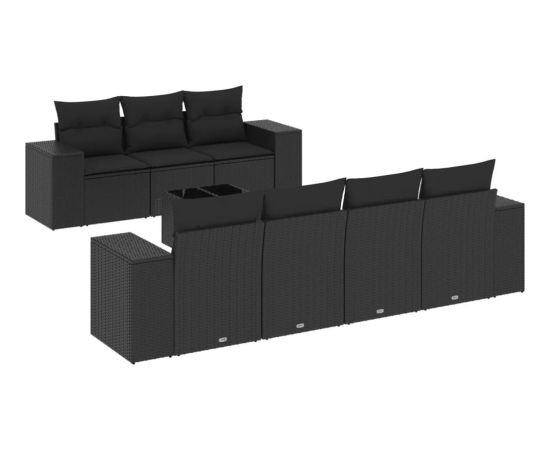 vidaXL 8-częsciowy zestaw wypoczynkowy do ogrodu, z poduszkami, czarny Dārza mēbeļu komplekti