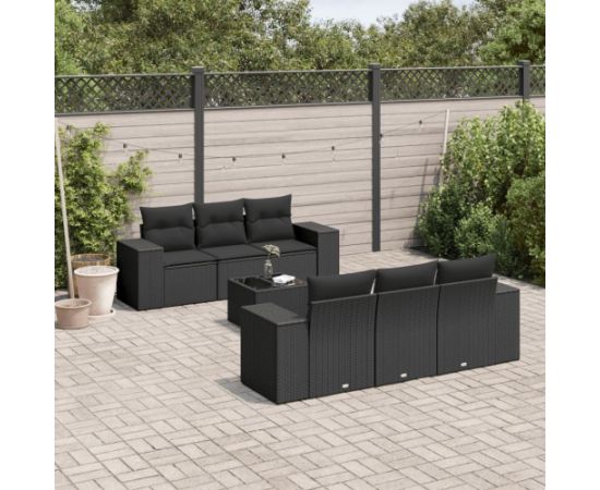 vidaXL 7-częsciowy zestaw wypoczynkowy do ogrodu, z poduszkami, czarny Dārza mēbeļu komplekti