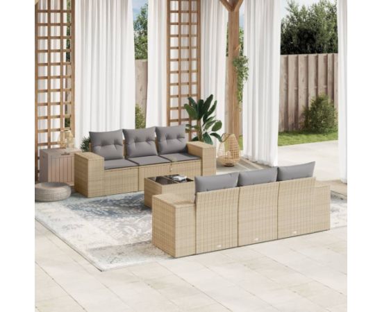 vidaXL 7-częsciowy zestaw wypoczynkowy do ogrodu, z poduszkami, beżowy Dārza mēbeļu komplekti