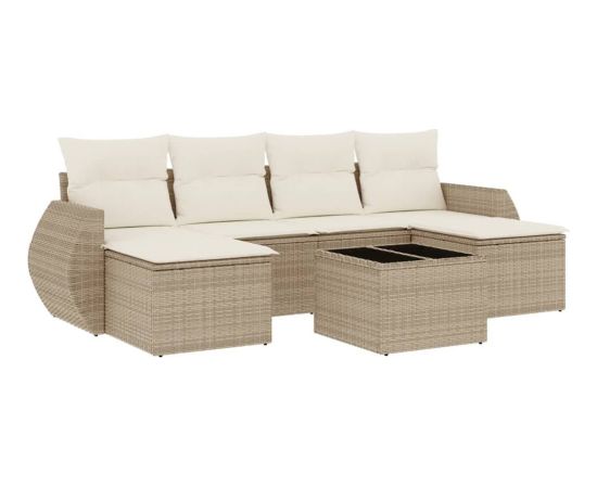 vidaXL 7-częściowy zestaw wypoczynkowy do ogrodu, z poduszkami, beżowy Dārza mēbeļu komplekti