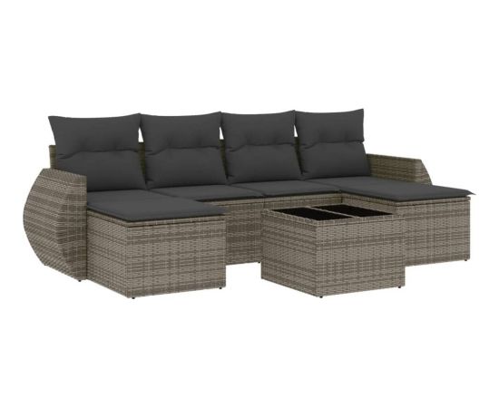 vidaXL 7-częściowy zestaw wypoczynkowy do ogrodu, z poduszkami, szary Dārza mēbeļu komplekti