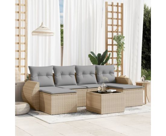 vidaXL 7-częściowy zestaw wypoczynkowy do ogrodu, z poduszkami, beżowy Dārza mēbeļu komplekti