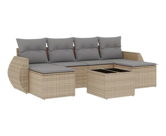 vidaXL 7-częściowy zestaw wypoczynkowy do ogrodu, z poduszkami, beżowy Dārza mēbeļu komplekti