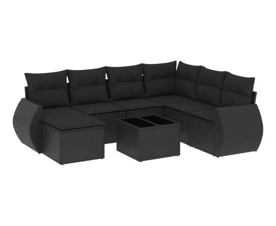 vidaXL 8-częściowy zestaw wypoczynkowy do ogrodu, z poduszkami, czarny Dārza mēbeļu komplekti