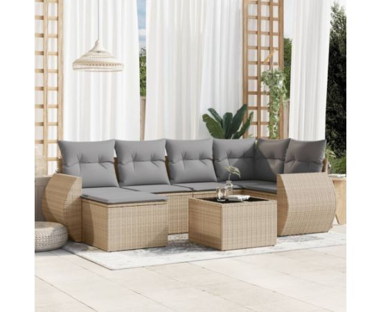 vidaXL 7-częściowy zestaw wypoczynkowy do ogrodu, z poduszkami, beżowy Dārza mēbeļu komplekti