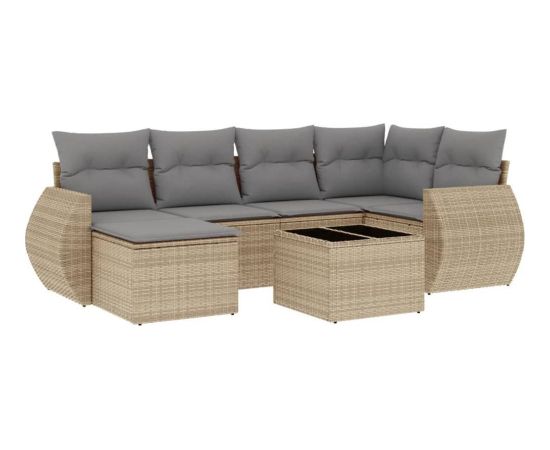 vidaXL 7-częściowy zestaw wypoczynkowy do ogrodu, z poduszkami, beżowy Dārza mēbeļu komplekti