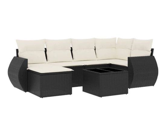 vidaXL 7-częściowy zestaw wypoczynkowy do ogrodu, z poduszkami, czarny Dārza mēbeļu komplekti