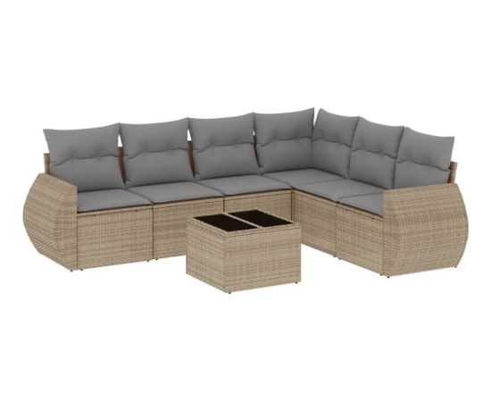 vidaXL 7-częściowy zestaw wypoczynkowy do ogrodu, z poduszkami, beżowy Dārza mēbeļu komplekti