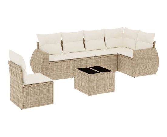 vidaXL 7-częściowy zestaw wypoczynkowy do ogrodu, z poduszkami, beżowy Dārza mēbeļu komplekti