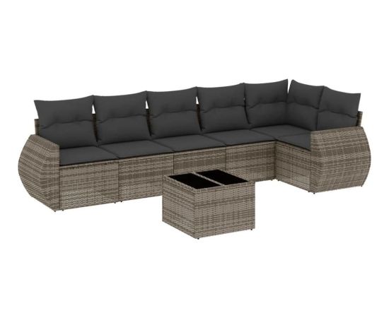 vidaXL 7-częściowy zestaw wypoczynkowy do ogrodu, z poduszkami, szary Dārza mēbeļu komplekti