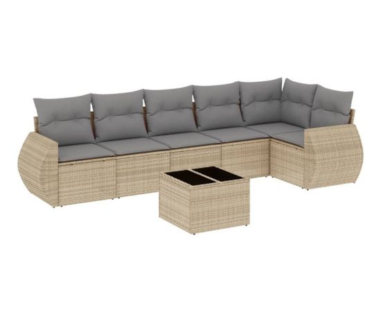 vidaXL 7-częściowy zestaw wypoczynkowy do ogrodu, z poduszkami, beżowy Dārza mēbeļu komplekti