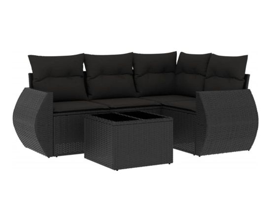 vidaXL 5-częściowy zestaw wypoczynkowy do ogrodu, poduszki, czarny rattan PE Dārza mēbeļu komplekti