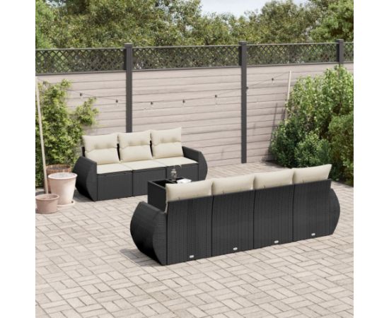 vidaXL 8-częściowy zestaw wypoczynkowy do ogrodu, z poduszkami, czarny Dārza mēbeļu komplekti