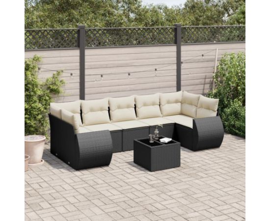 vidaXL 8-częściowy zestaw wypoczynkowy do ogrodu, z poduszkami, czarny Dārza mēbeļu komplekti