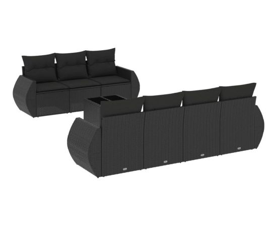 vidaXL 8-częściowy zestaw wypoczynkowy do ogrodu, z poduszkami, czarny Dārza mēbeļu komplekti