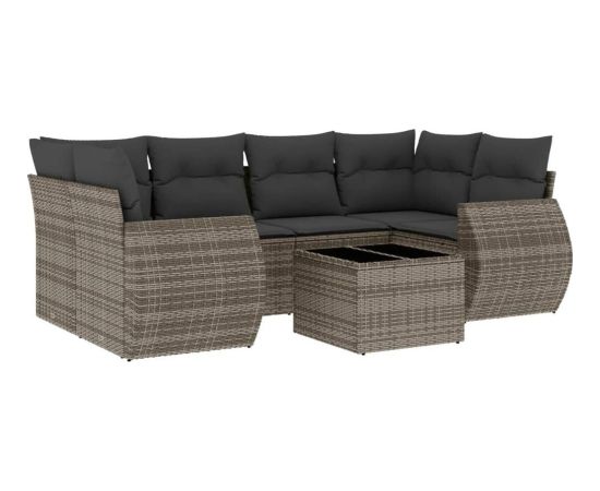 vidaXL 7-częściowy zestaw wypoczynkowy do ogrodu, z poduszkami, szary Dārza mēbeļu komplekti