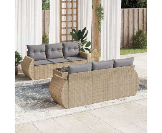 vidaXL 7-częsciowy zestaw wypoczynkowy do ogrodu, z poduszkami, beżowy Dārza mēbeļu komplekti