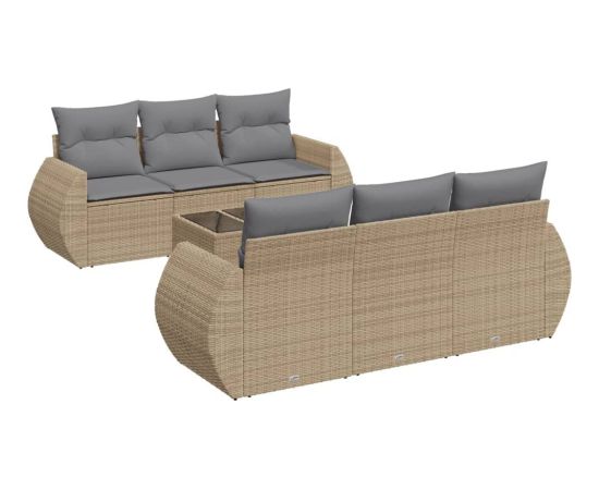 vidaXL 7-częsciowy zestaw wypoczynkowy do ogrodu, z poduszkami, beżowy Dārza mēbeļu komplekti