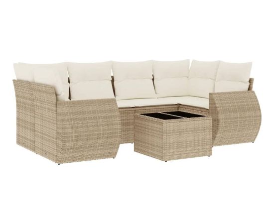 vidaXL 7-częściowy zestaw wypoczynkowy do ogrodu, z poduszkami, beżowy Dārza mēbeļu komplekti