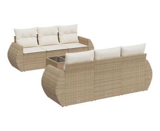 vidaXL 7-częsciowy zestaw wypoczynkowy do ogrodu, z poduszkami, beżowy Dārza mēbeļu komplekti