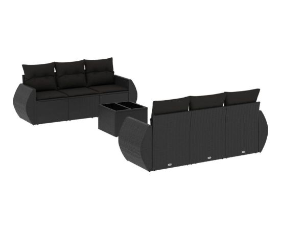 vidaXL 7-częściowy zestaw wypoczynkowy do ogrodu, z poduszkami, czarny Dārza mēbeļu komplekti