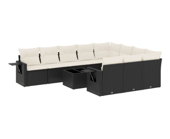 vidaXL 11-częściowy zestaw wypoczynkowy do ogrodu, poduszki czarny rattan PE Dārza mēbeļu komplekti