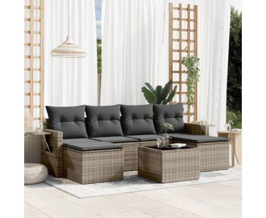 vidaXL 7-częściowy zestaw wypoczynkowy do ogrodu, z poduszkami, szary Dārza mēbeļu komplekti