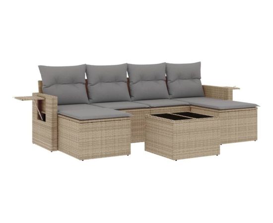 vidaXL 7-częściowy zestaw wypoczynkowy do ogrodu, z poduszkami, beżowy Dārza mēbeļu komplekti