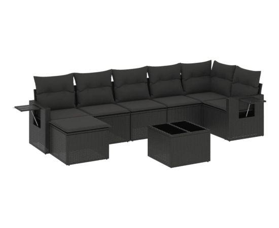 vidaXL 8-częsciowy zestaw wypoczynkowy do ogrodu, z poduszkami, czarny Dārza mēbeļu komplekti