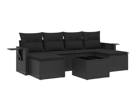 vidaXL 7-częściowy zestaw wypoczynkowy do ogrodu, z poduszkami, czarny Dārza mēbeļu komplekti