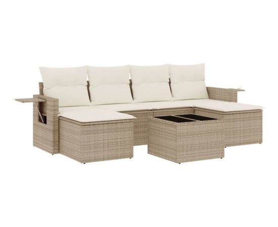 vidaXL 7-częściowy zestaw wypoczynkowy do ogrodu, z poduszkami, beżowy Dārza mēbeļu komplekti