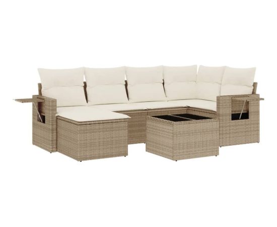 vidaXL 7-częściowy zestaw wypoczynkowy do ogrodu, z poduszkami, beżowy Dārza mēbeļu komplekti