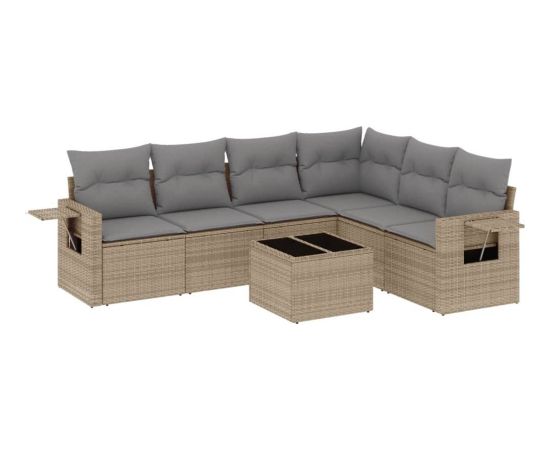 vidaXL 7-częściowy zestaw wypoczynkowy do ogrodu, z poduszkami, beżowy Dārza mēbeļu komplekti