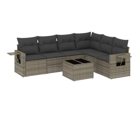 vidaXL 7-częściowy zestaw wypoczynkowy do ogrodu, z poduszkami, szary Dārza mēbeļu komplekti