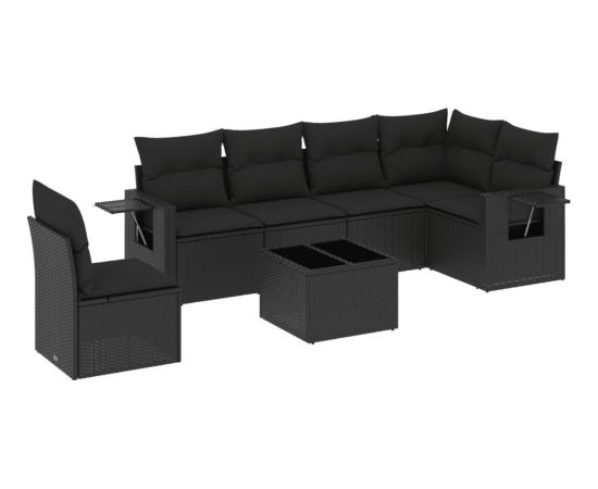 vidaXL 7-częściowy zestaw wypoczynkowy do ogrodu, z poduszkami, czarny Dārza mēbeļu komplekti