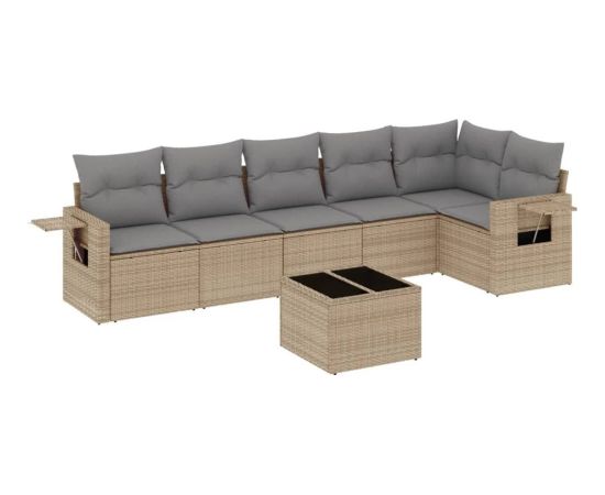 vidaXL 7-częściowy zestaw wypoczynkowy do ogrodu, z poduszkami, beżowy Dārza mēbeļu komplekti