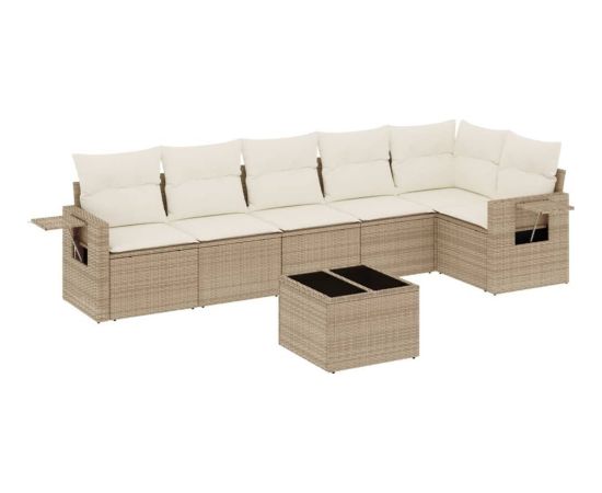 vidaXL 7-częściowy zestaw wypoczynkowy do ogrodu, z poduszkami, beżowy Dārza mēbeļu komplekti