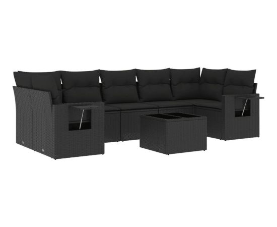 vidaXL 8-częściowy zestaw wypoczynkowy do ogrodu, z poduszkami, czarny Dārza mēbeļu komplekti