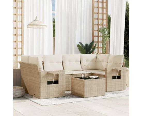 vidaXL 7-częściowy zestaw wypoczynkowy do ogrodu, z poduszkami, beżowy Dārza mēbeļu komplekti