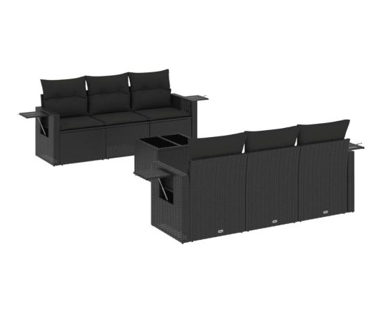 vidaXL 7-częściowy zestaw wypoczynkowy do ogrodu, z poduszkami, czarny Dārza mēbeļu komplekti